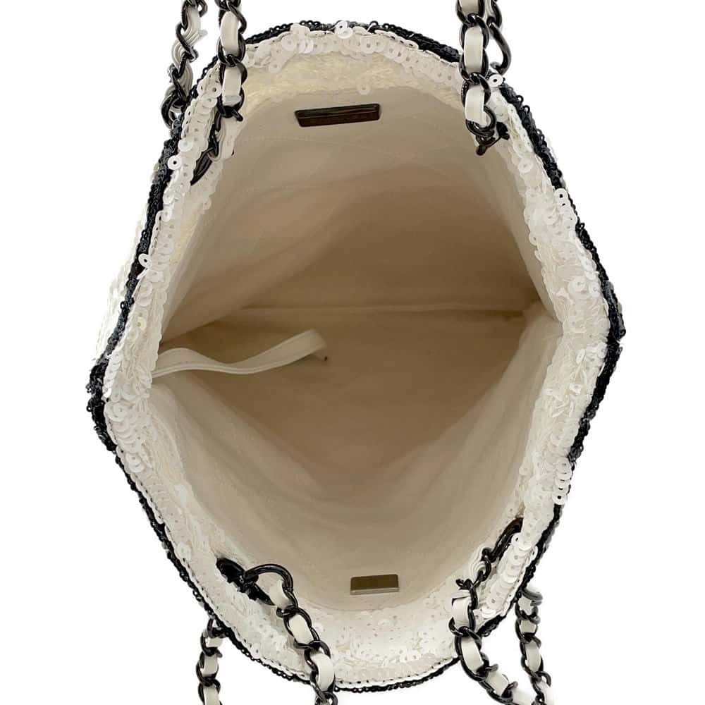 CHANEL Shopping bag White/Black AS4856 Sequins