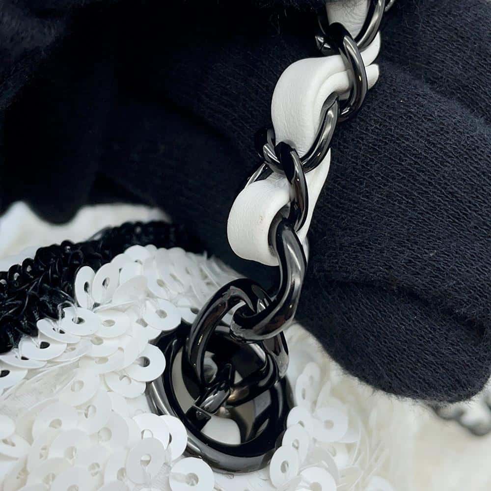 CHANEL Shopping bag White/Black AS4856 Sequins