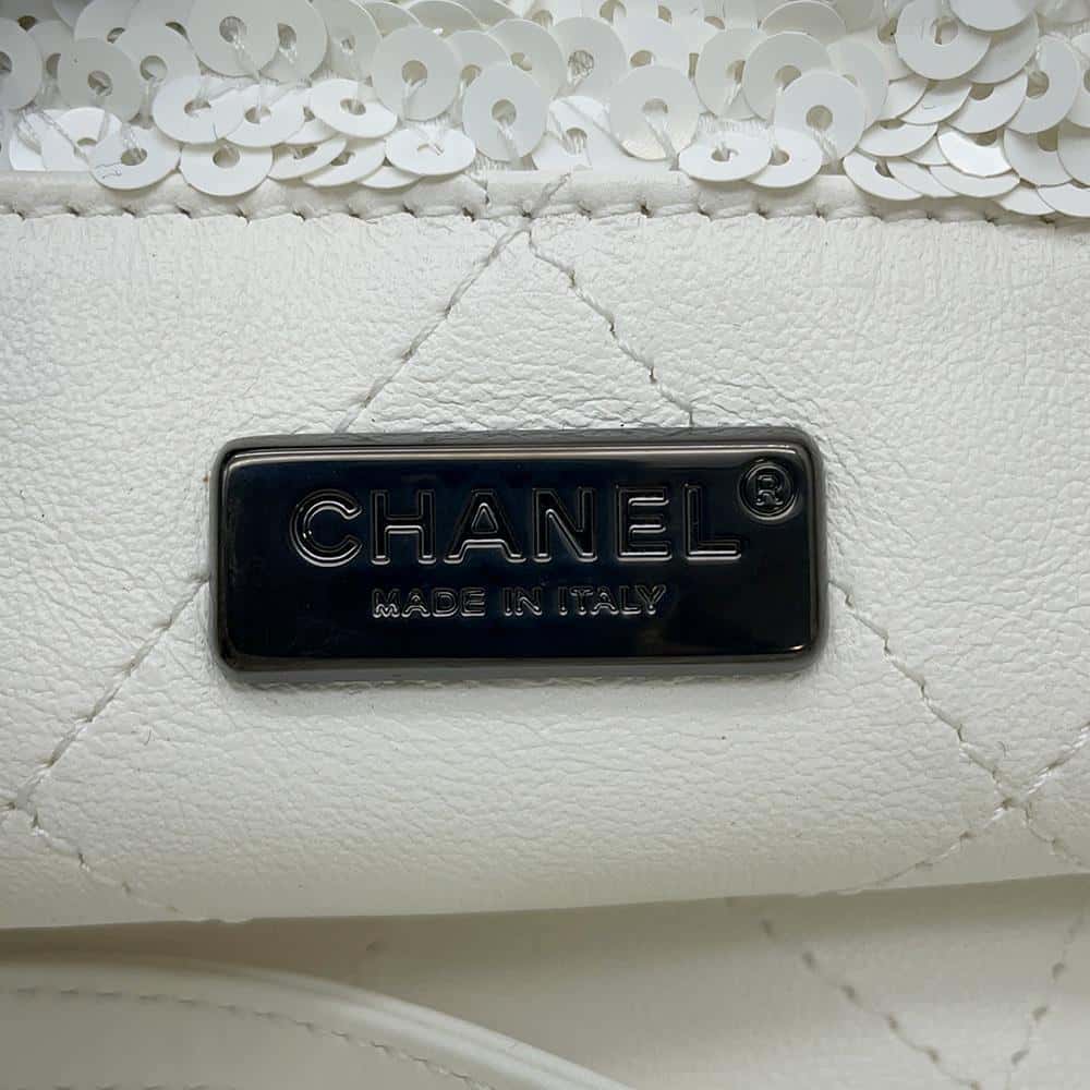CHANEL Shopping bag White/Black AS4856 Sequins