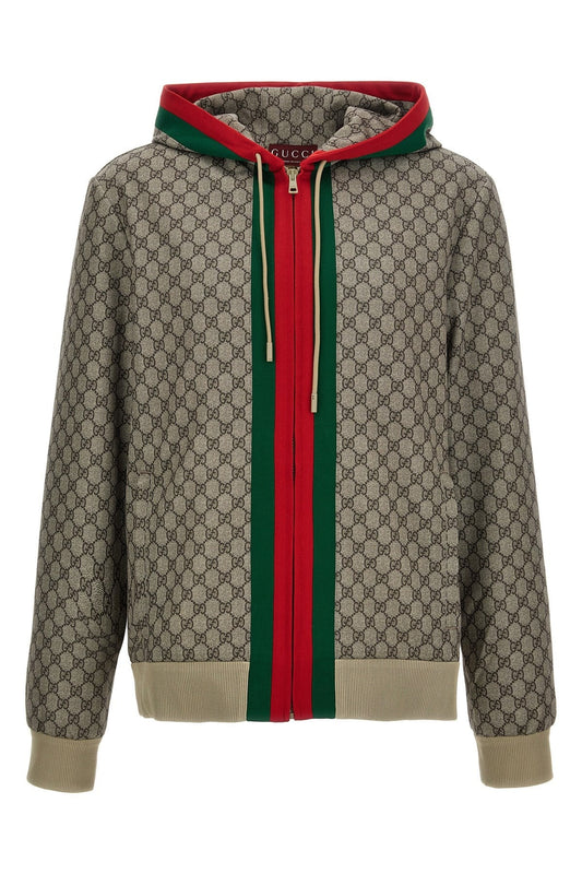 Gucci Men Web Ribbon Hooded Jacket