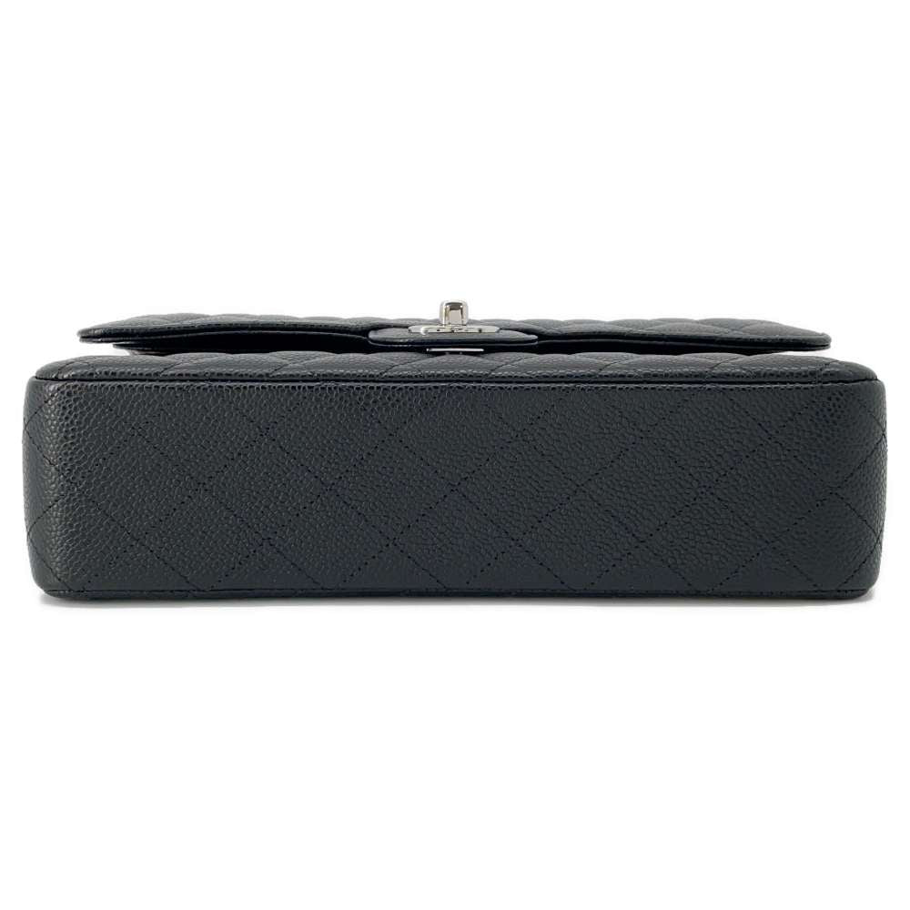 CHANEL Matelasse W Flap ChainShoulder Bag Black A01112 Caviar Leather Size 25