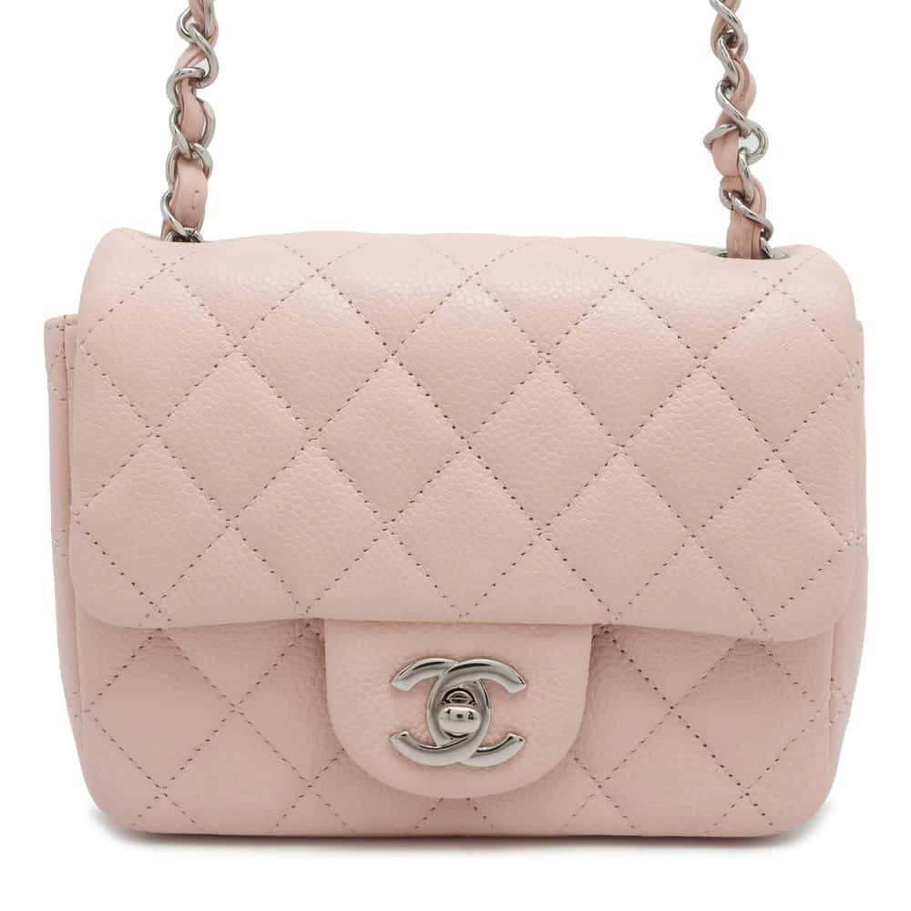 CHANEL Mini Matelasse ChainShoulder Bag Baby Pink A35200 Caviar Leather Size Mini
