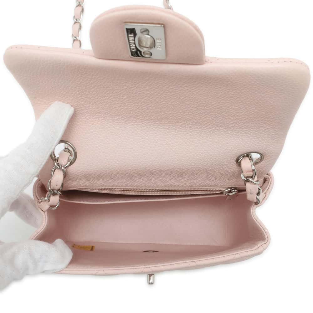 CHANEL Mini Matelasse ChainShoulder Bag Baby Pink A35200 Caviar Leather Size Mini
