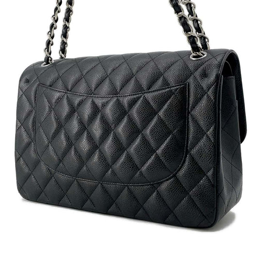 CHANEL Matelasse W Flap ChainShoulder Bag Black A58600 Caviar Leather Size 30