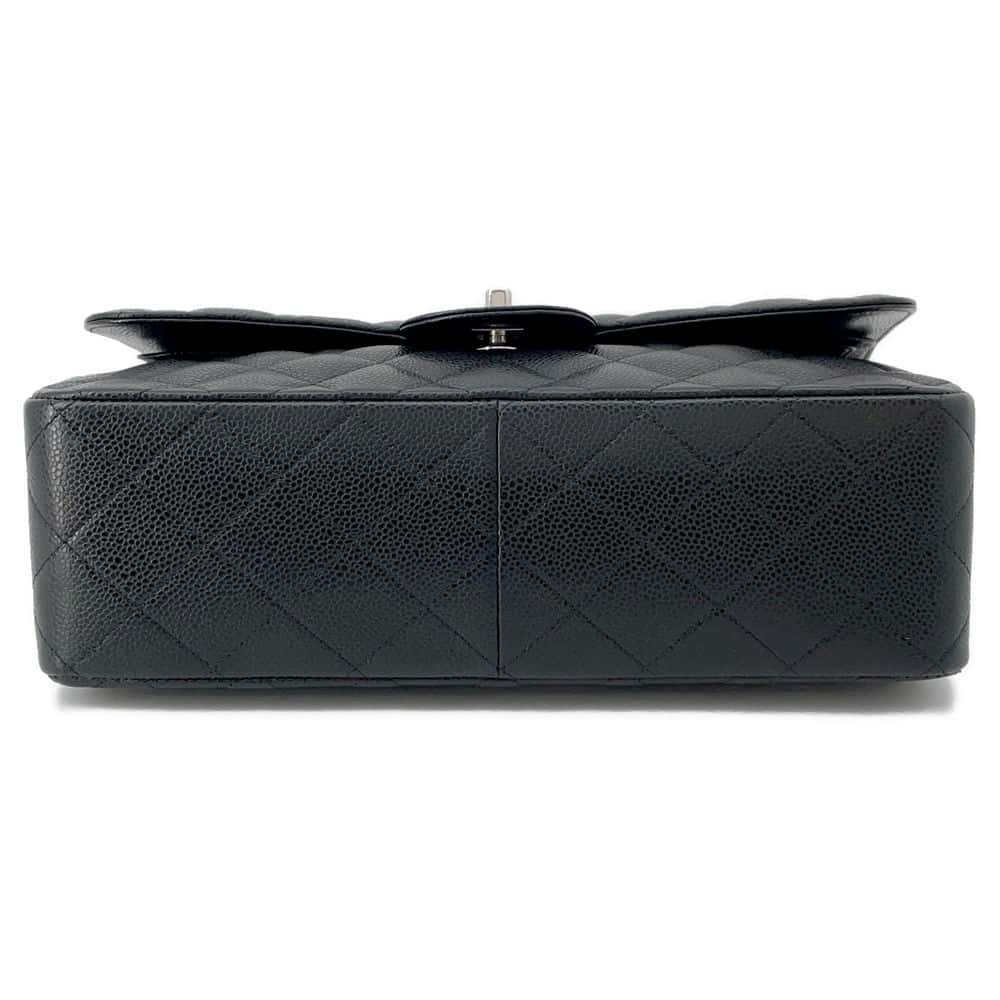 CHANEL Matelasse W Flap ChainShoulder Bag Black A58600 Caviar Leather Size 30