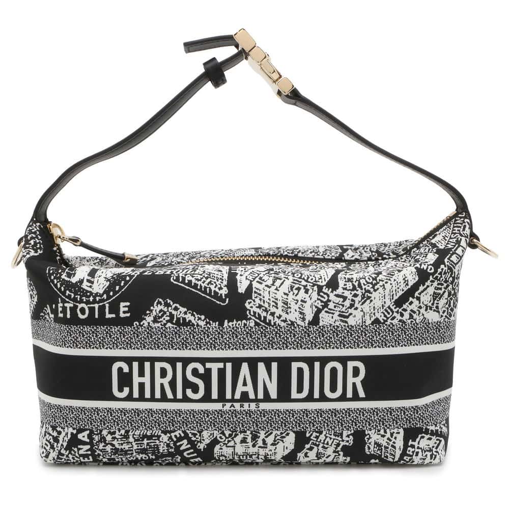 Dior Dior Travel Nomad Pouch Black/White S5554OBQD_M993 Nylon Leather Size Medium