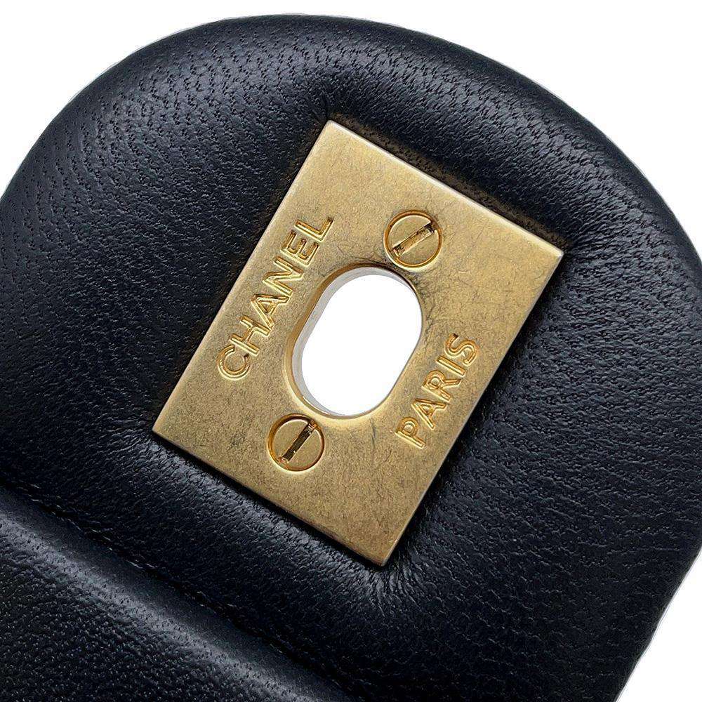 CHANEL Mini Matelasse Camellia Chain Shoulder Bag Black AS4041 Lambskin Size 20