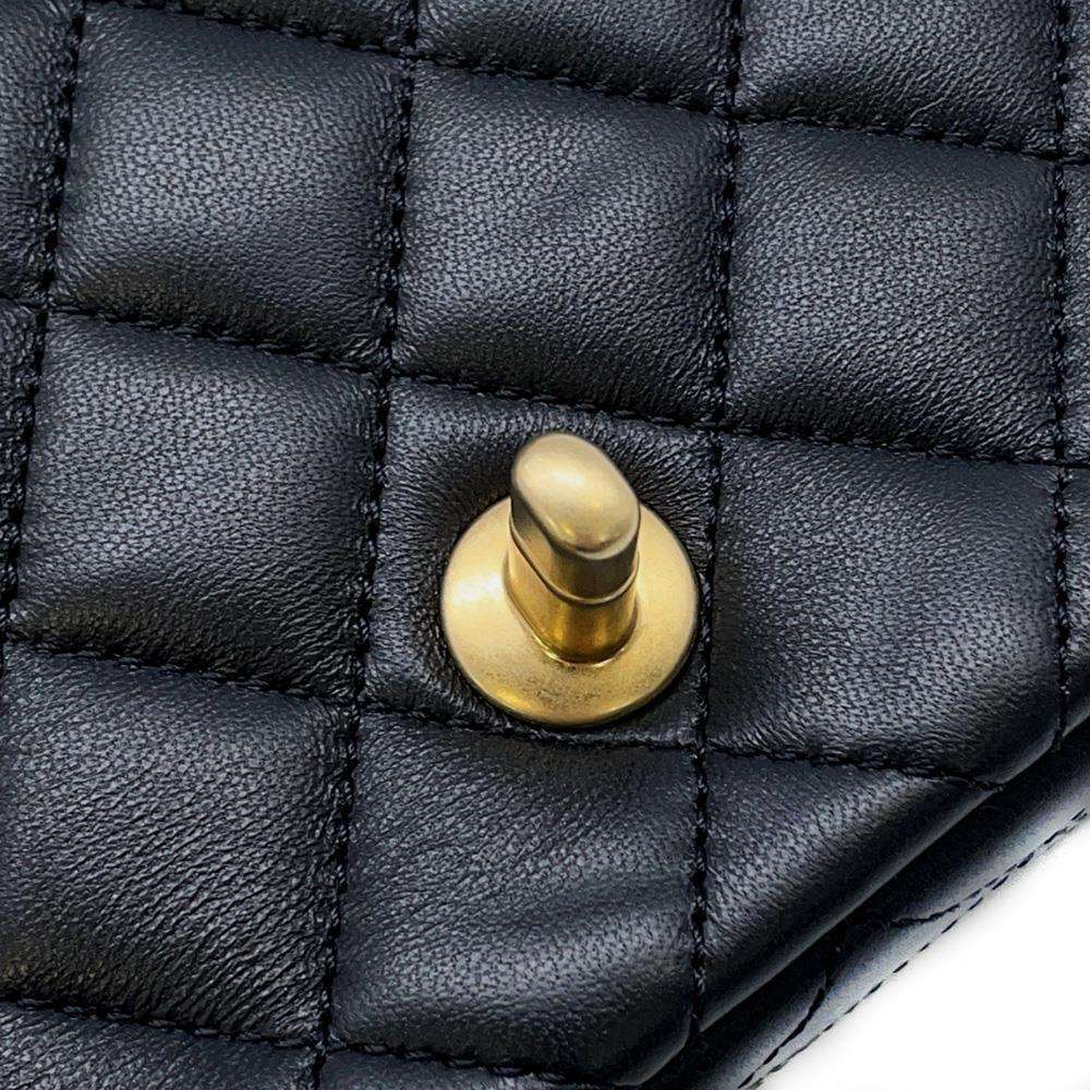 CHANEL Mini Matelasse Camellia Chain Shoulder Bag Black AS4041 Lambskin Size 20