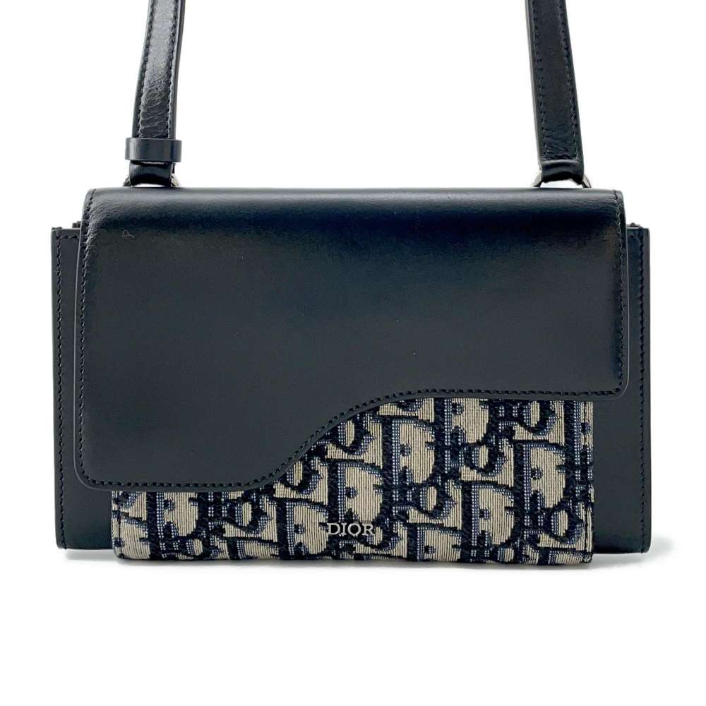 Dior Oblique Shoulder Bag Black/Beige 2ADCA364TDK Canvas Leather