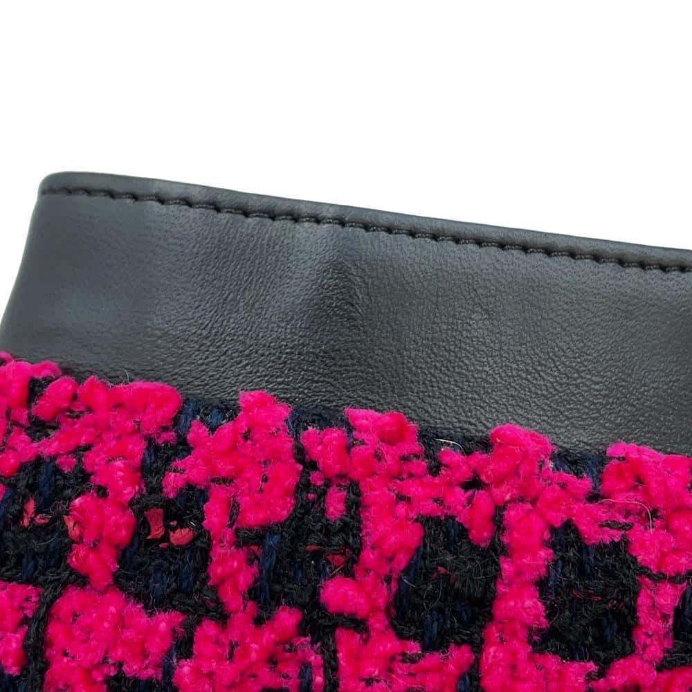 CHANEL Phone Holder ChainShoulder Bag Fuschia Pink/Black A94471 Tweed Size Black