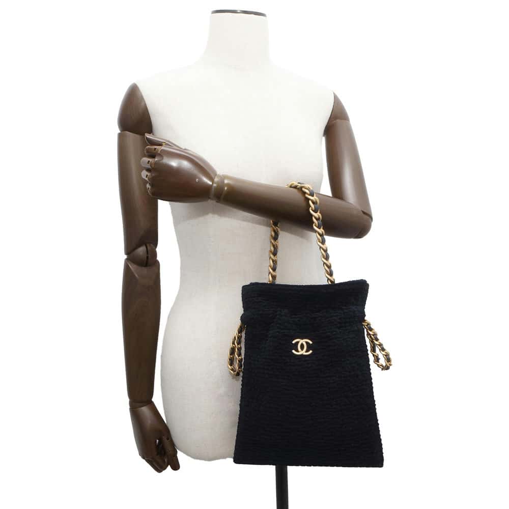CHANEL Shopping bag Navy AS2169 Velvet