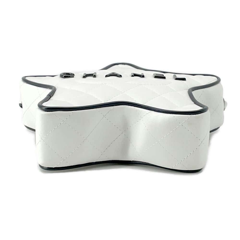 CHANEL Star ChainShoulder Bag White AS4579 Satin