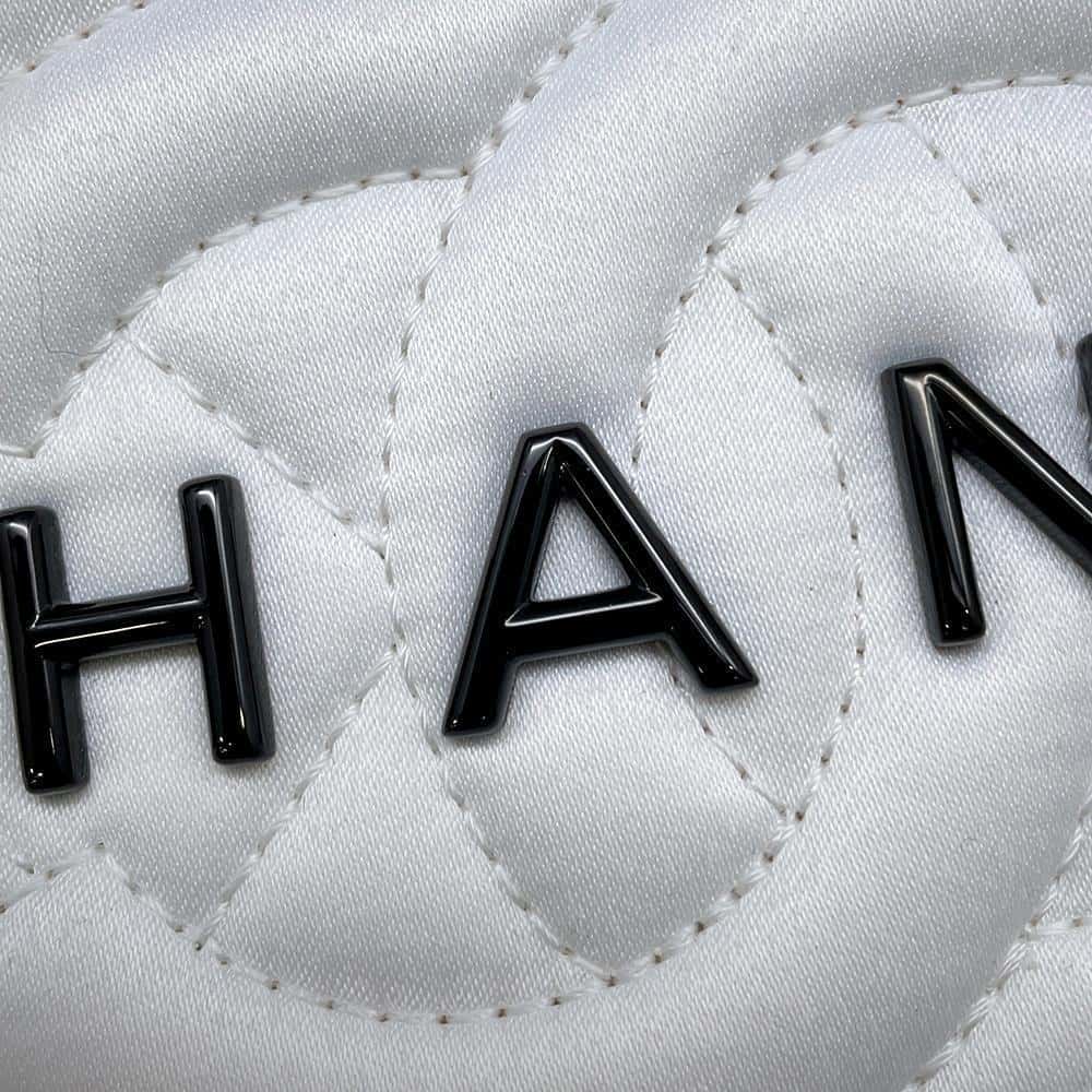 CHANEL Star ChainShoulder Bag White AS4579 Satin