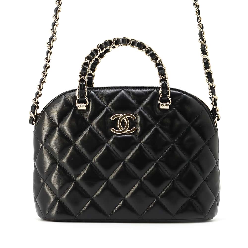 CHANEL Matelasse Small Shopping Bag Black AS5130 Shiny Lambskin