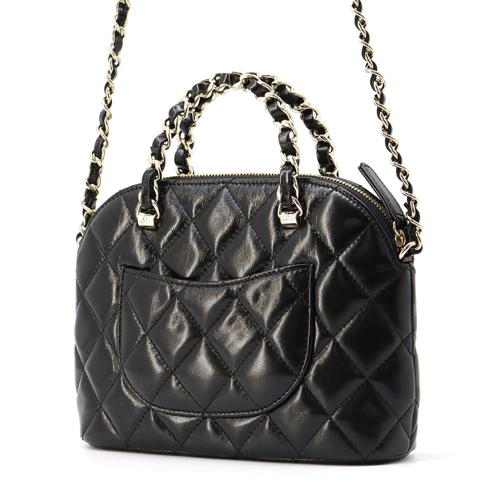 CHANEL Matelasse Small Shopping Bag Black AS5130 Shiny Lambskin