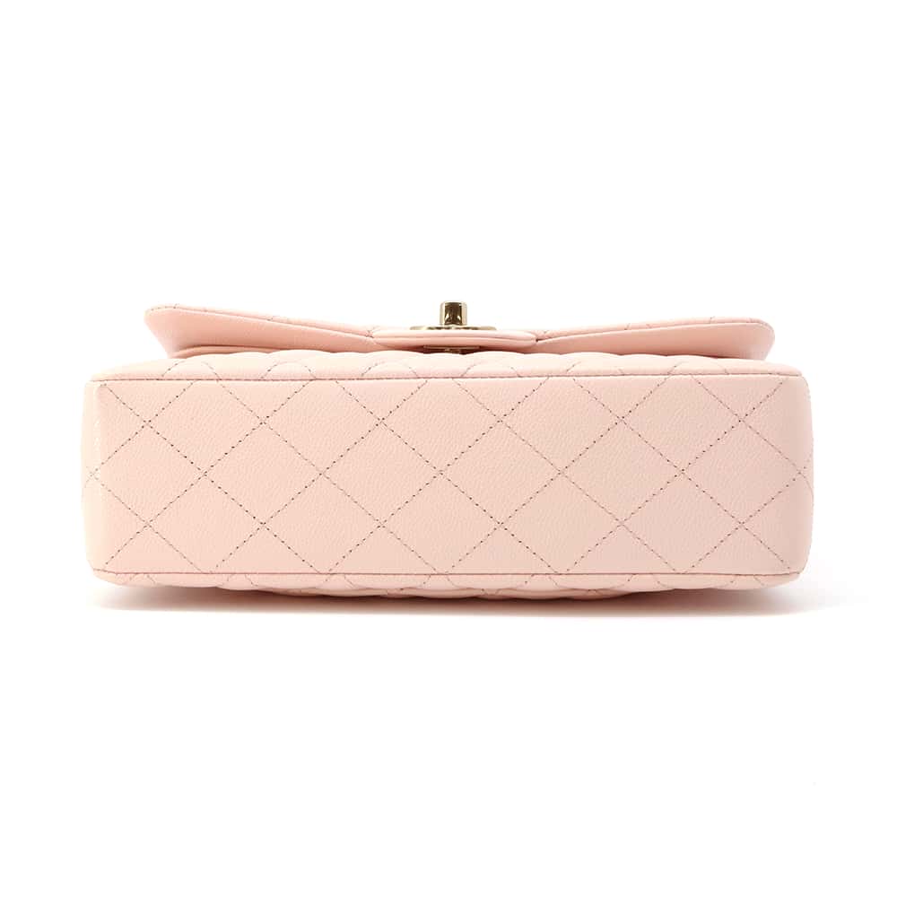 CHANEL Matelasse W Flap ChainShoulder Bag Pink A01113 Caviar Leather Size 23