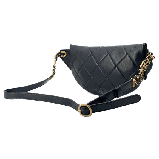 CHANEL Matelasse Waist Bag Crossbody Bag Black AS4860 Lambskin Enamel