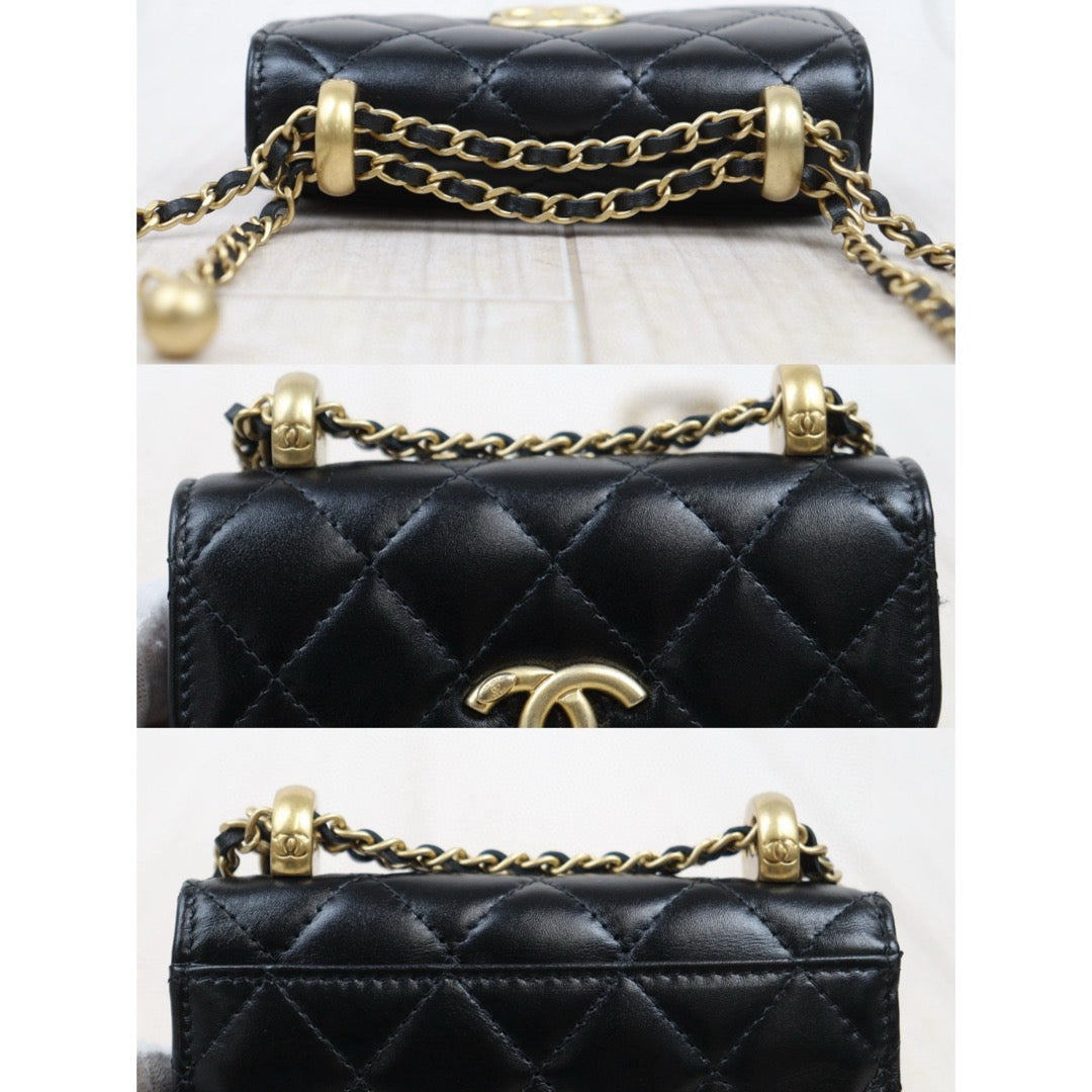 Excellent（Rank SA）｜ CHANEL Matelasse Doubel Golden Ball Chain Mini WOC Black  Made in 2021-2022 Year ｜W25051601