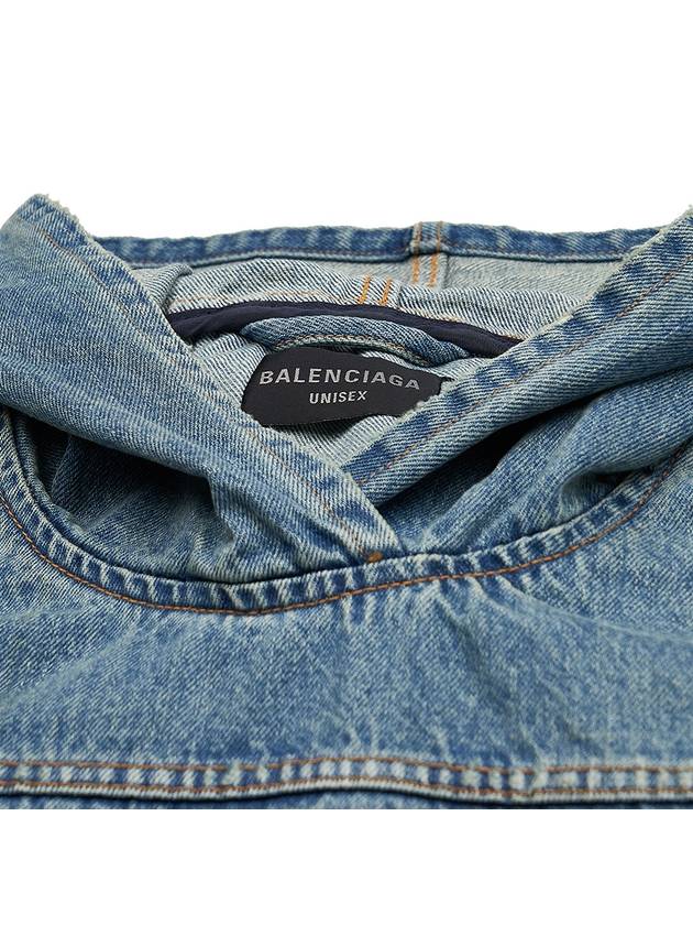 Luxury Balenciaga  Washed Effect Denim Hoodie Blue