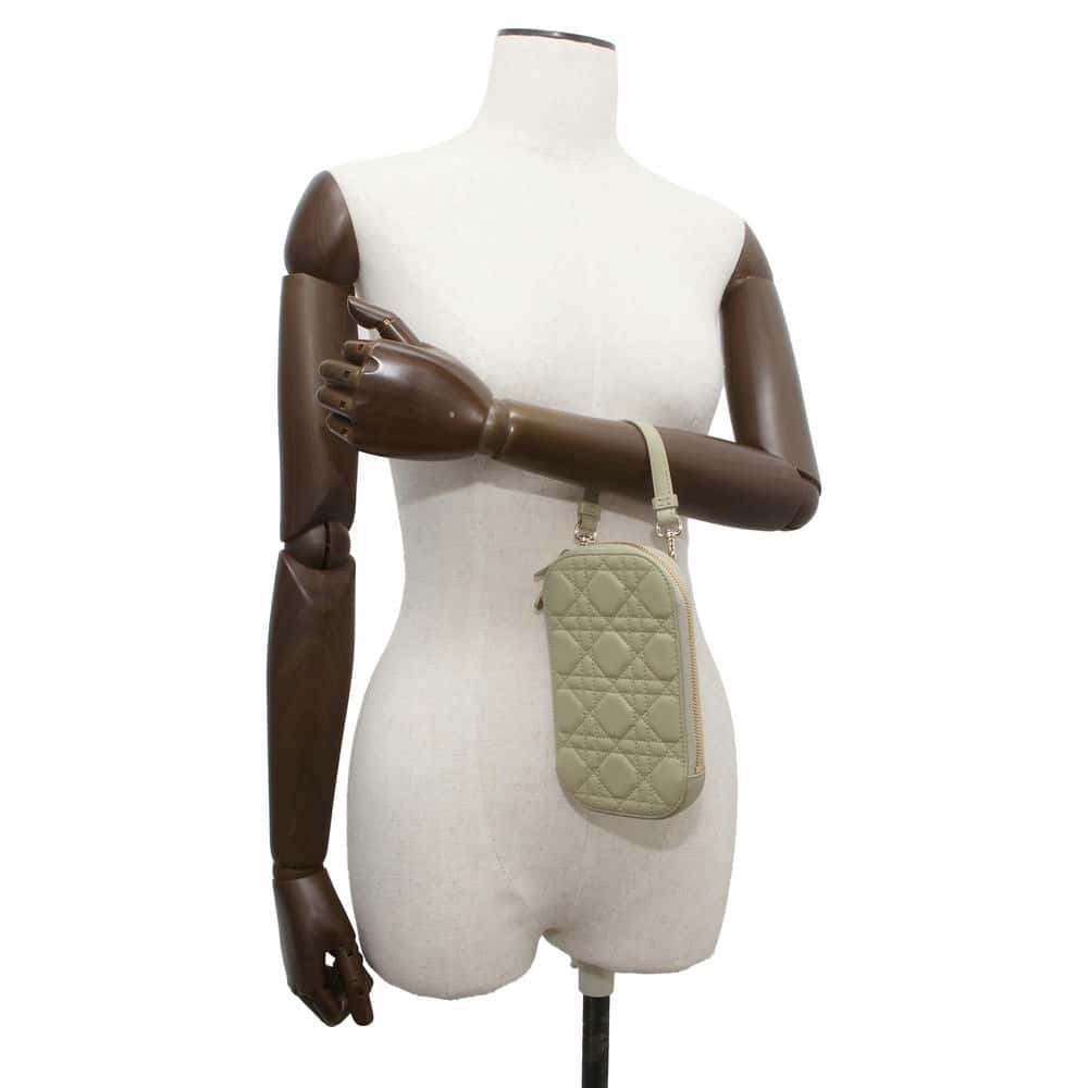 Dior Cannage 2WAY Phone Holder Green S0872ONMJ Lambskin