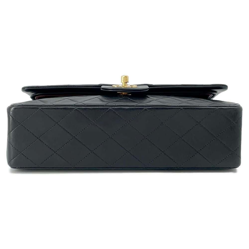 CHANEL Matelasse W Flap W Chain Shoulder Black A01112 Lambskin Size 25