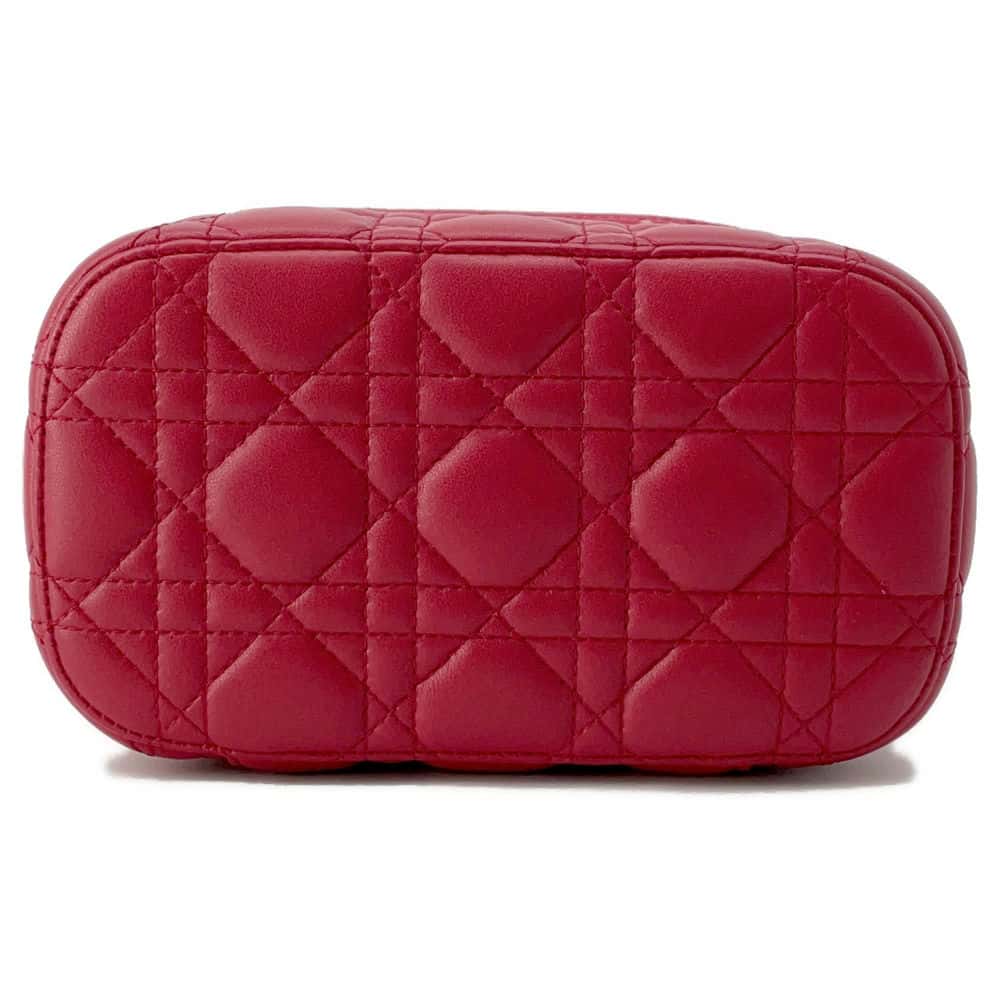 Dior Travel Cannage 2way Vanity Red Lambskin Size Small