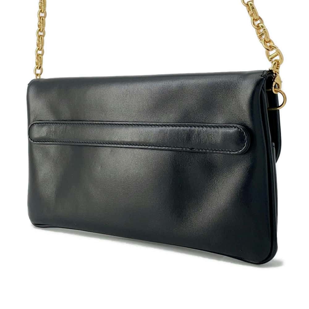 Dior CD Logo Chain Clutch Bag Black M8642UBBU Leather
