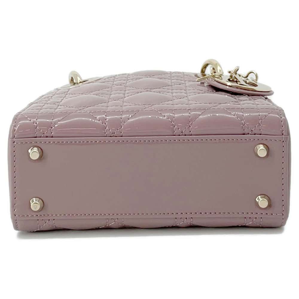 Dior Cannage Lady Dior 2WAY Handbag Purple M0505OWCB Patent Leather Size Mini