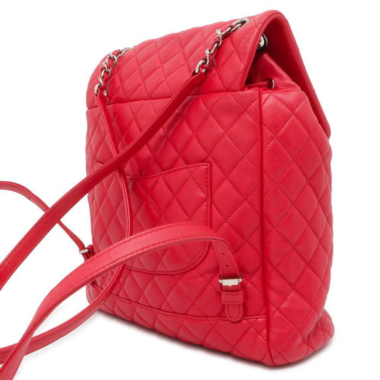 CHANEL Matelasse Urban Spirit Backpack Red A91122 Lambskin Size Large