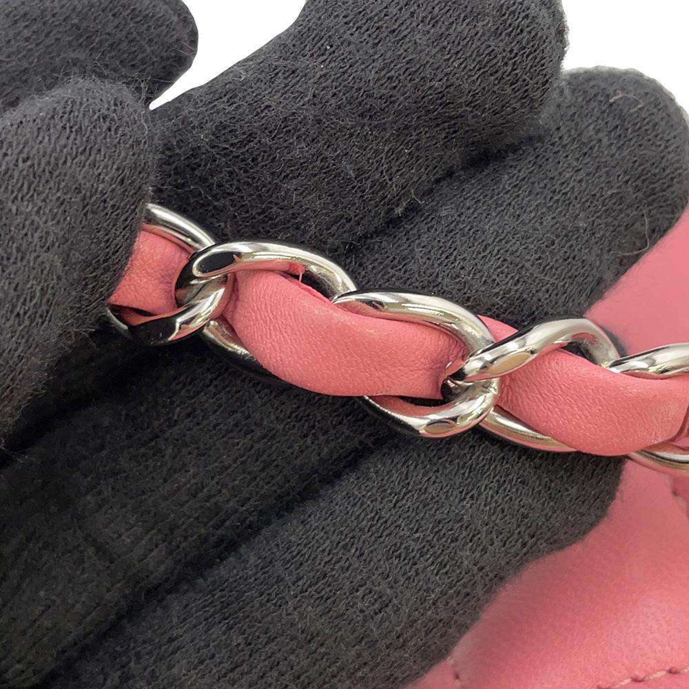 CHANEL Mini Matelasse ChainShoulder Bag Pink A69900 Lambskin Size Mini