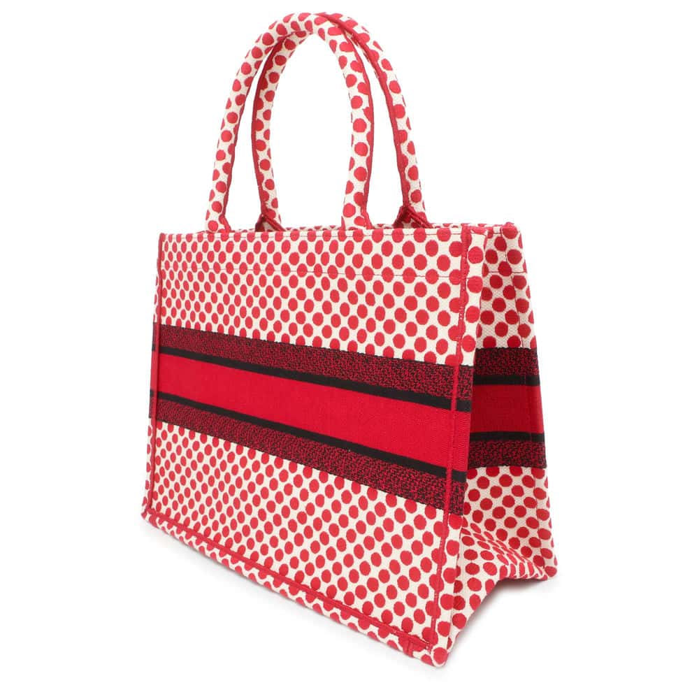 Dior Book Tote Polkadot Red/White/Black Canvas Size Medium