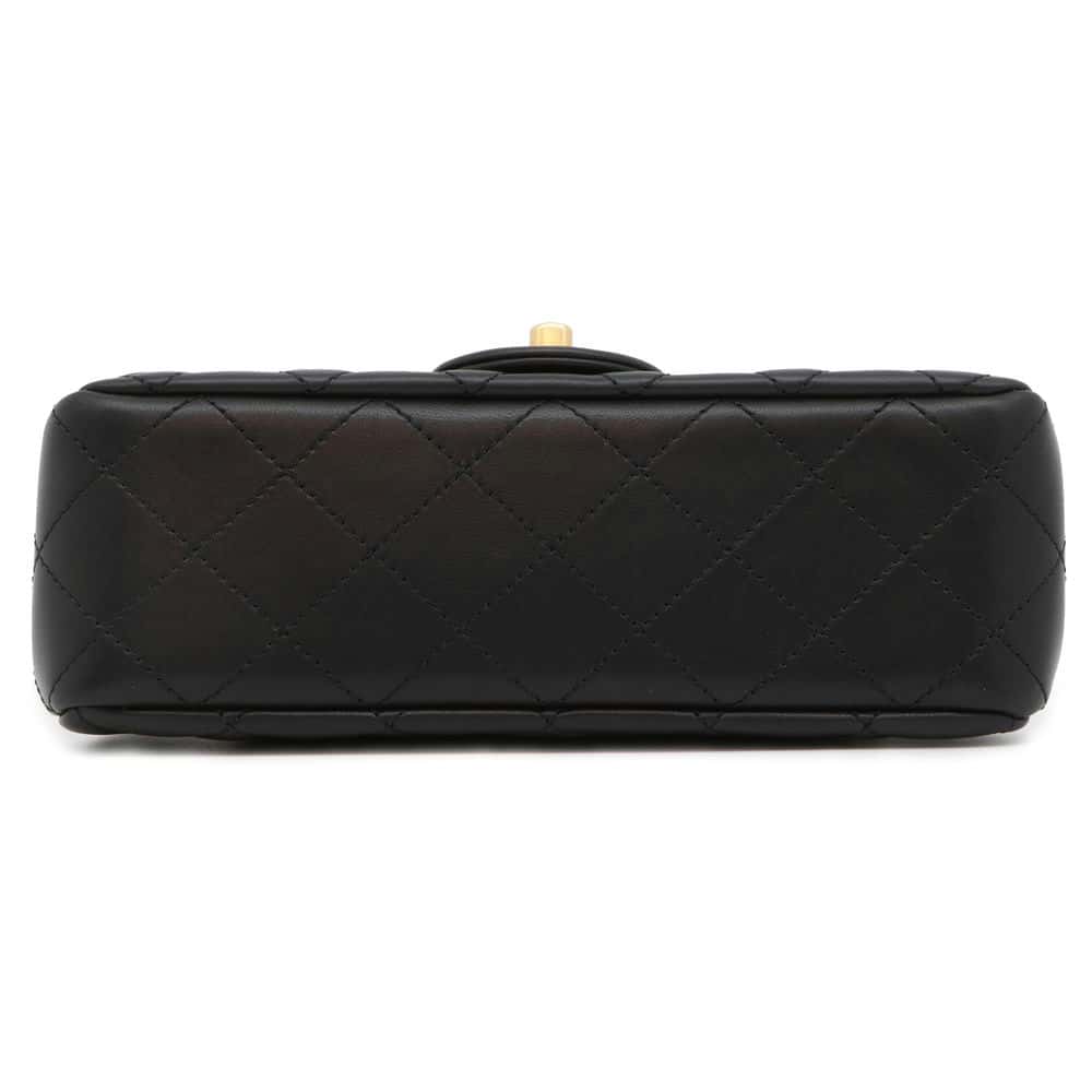CHANEL Mini Matelasse Camellia Chain Shoulder Bag Black AS4041 Lambskin Size 20