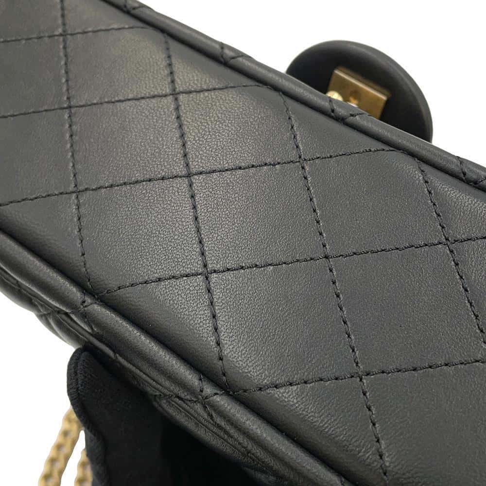 CHANEL Mini Matelasse Camellia Chain Shoulder Bag Black AS4041 Lambskin Size 20