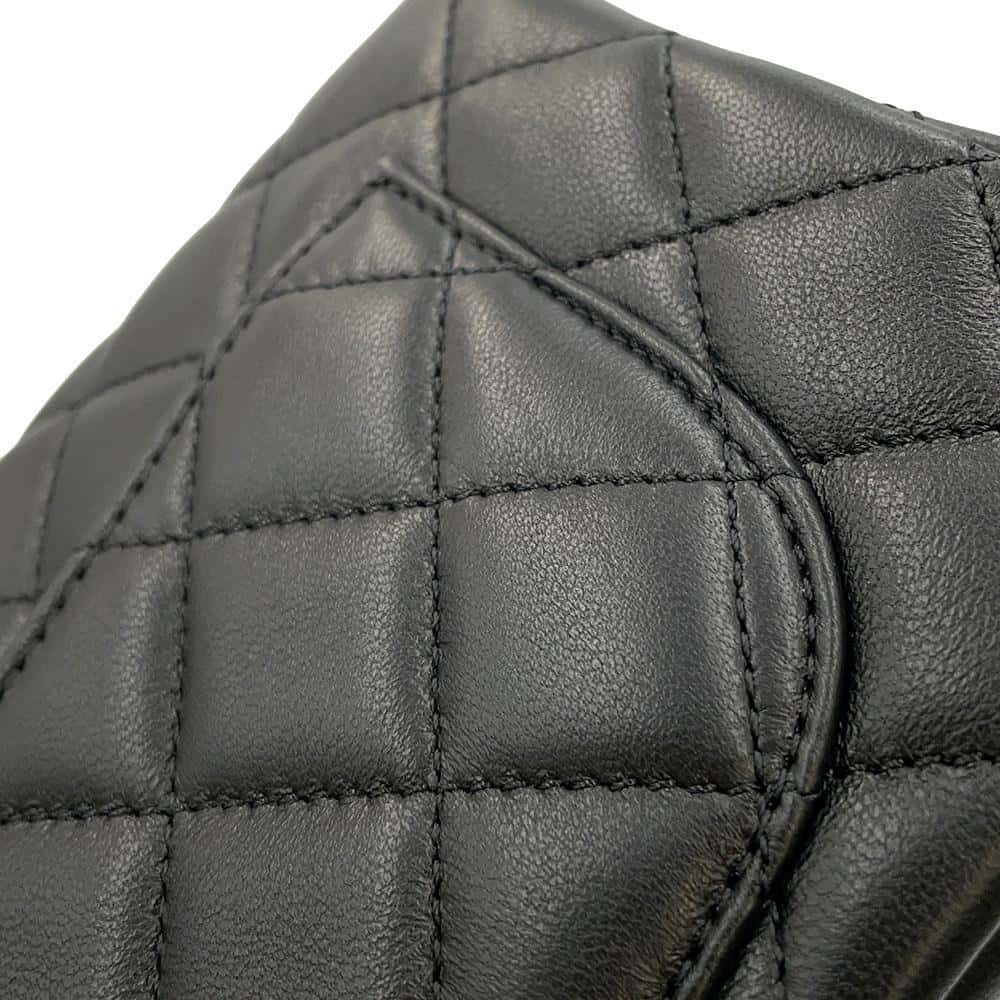 CHANEL Mini Matelasse Camellia Chain Shoulder Bag Black AS4041 Lambskin Size 20