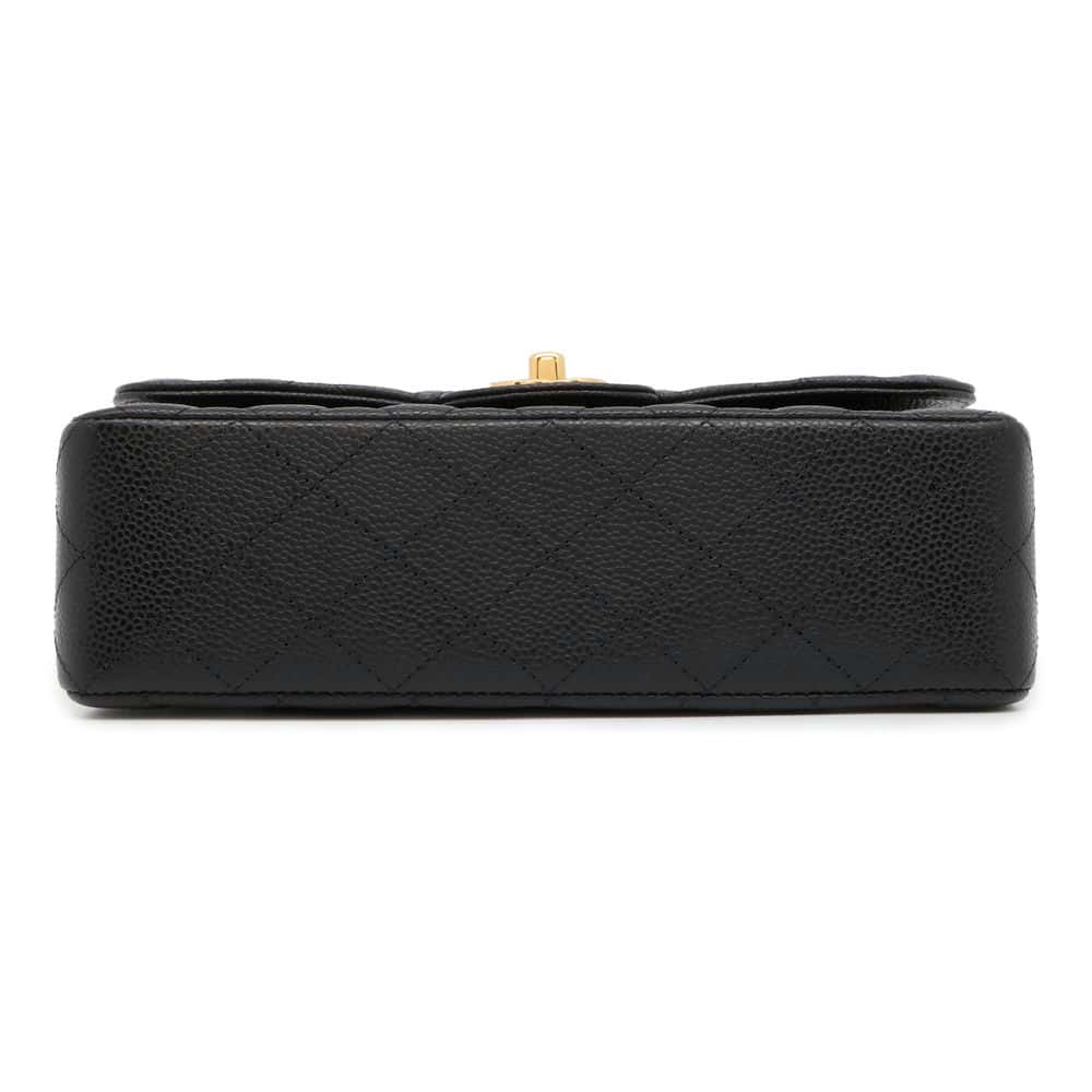 CHANEL Matelasse W flap WChainShoulder Bag Black A01113 Caviar Leather Size 23