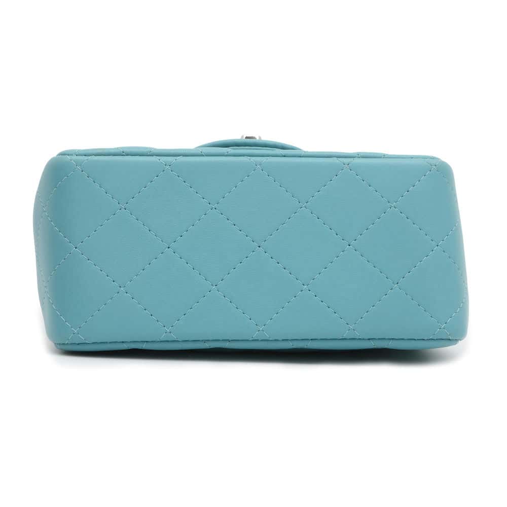CHANEL Mini Matelasse Flap Bag Light Blue A35200 Lambskin Size 17