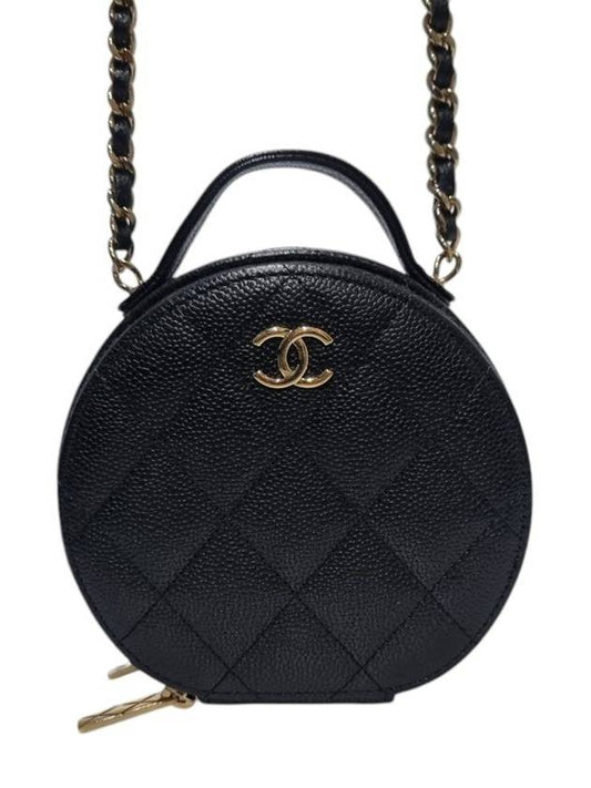 AP2502 Black Caviar Top Handle Tambourine Gold Chain Cross Bag Chanel
