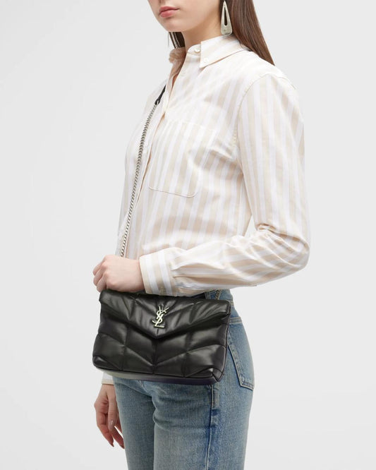 YSL Women Bag – Elegant Crossbody Design (Black/Grey)