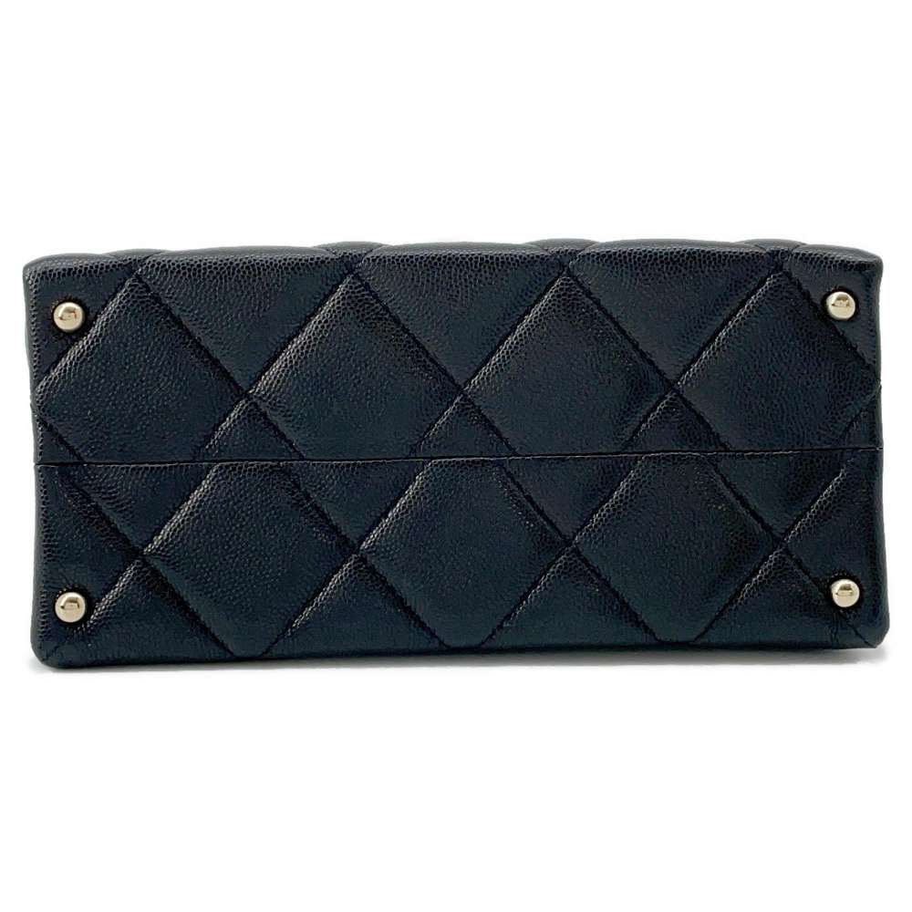 CHANEL Matelasse Top Handle Flap Bag Black AS4711 Caviar Leather Size Mini
