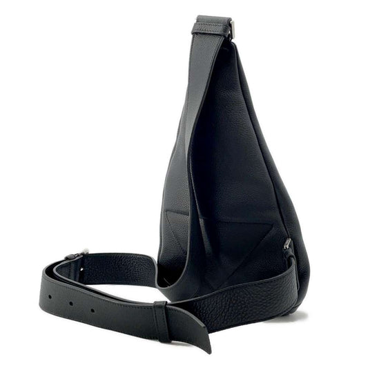 PRADA Triangle Logo Cloth Crossbody Bag Black 2VZ098 Vittero Dino Leather