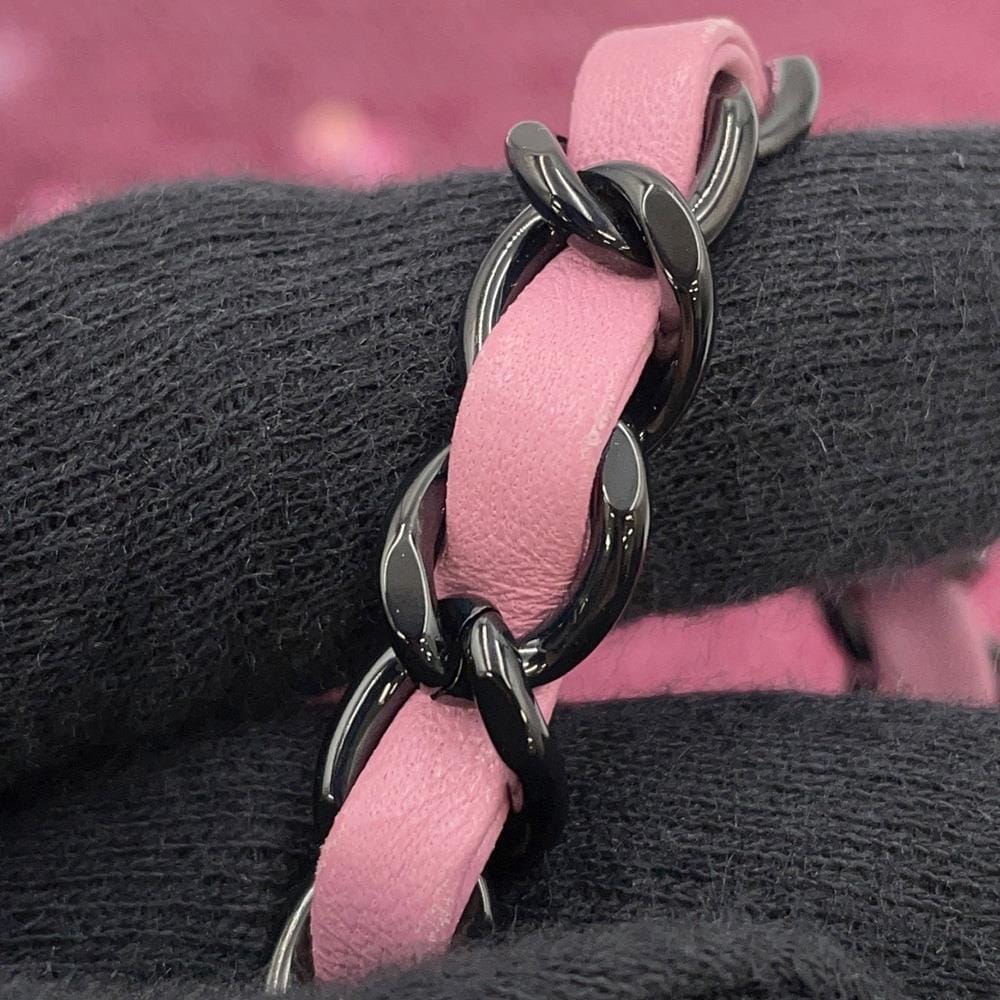 CHANEL Sequins Shopping Tote Bag Pink/Black AS4856 Sequins Leather