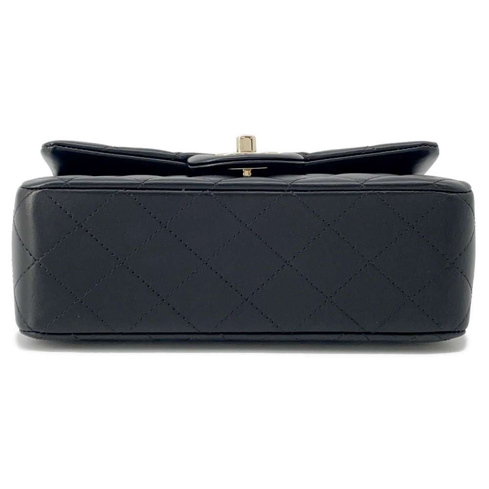 CHANEL Mini Matelasse Top Handle Black AS2431 Lambskin Size 20
