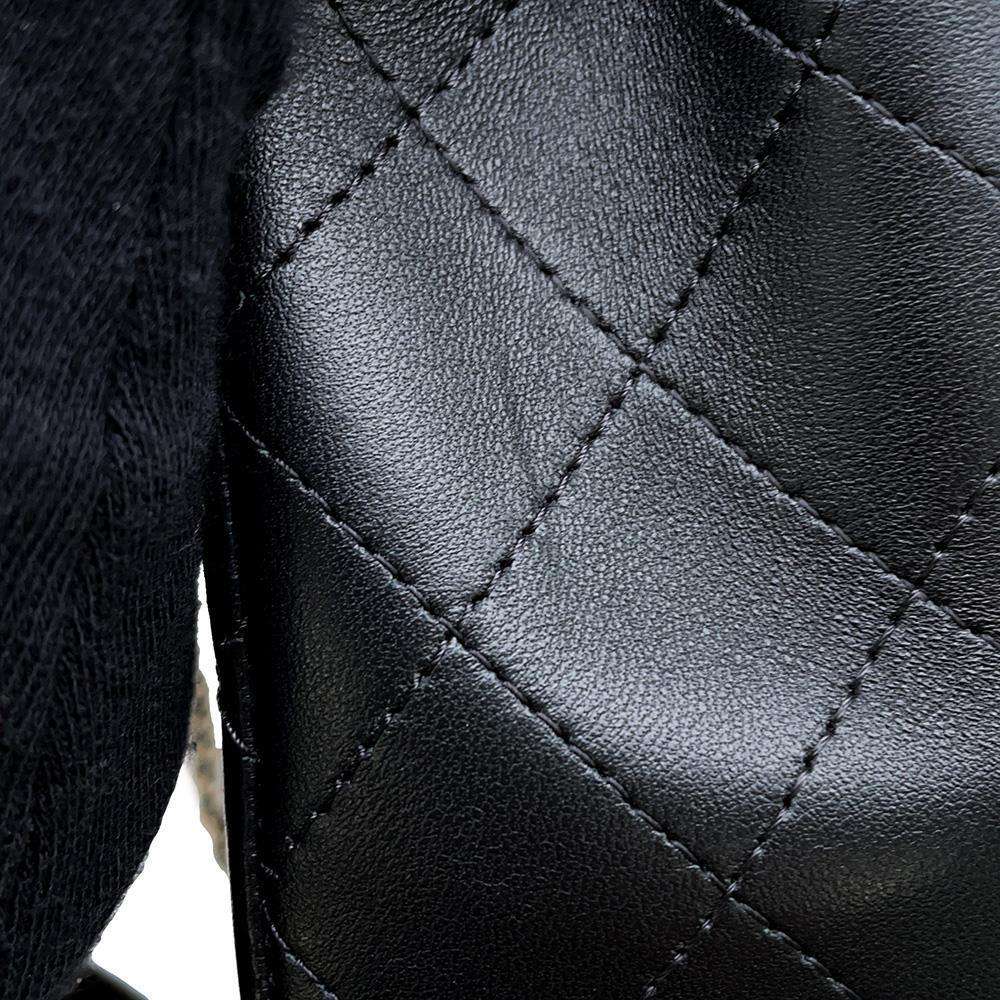 CHANEL Mini Matelasse Top Handle Black AS2431 Lambskin Size 20