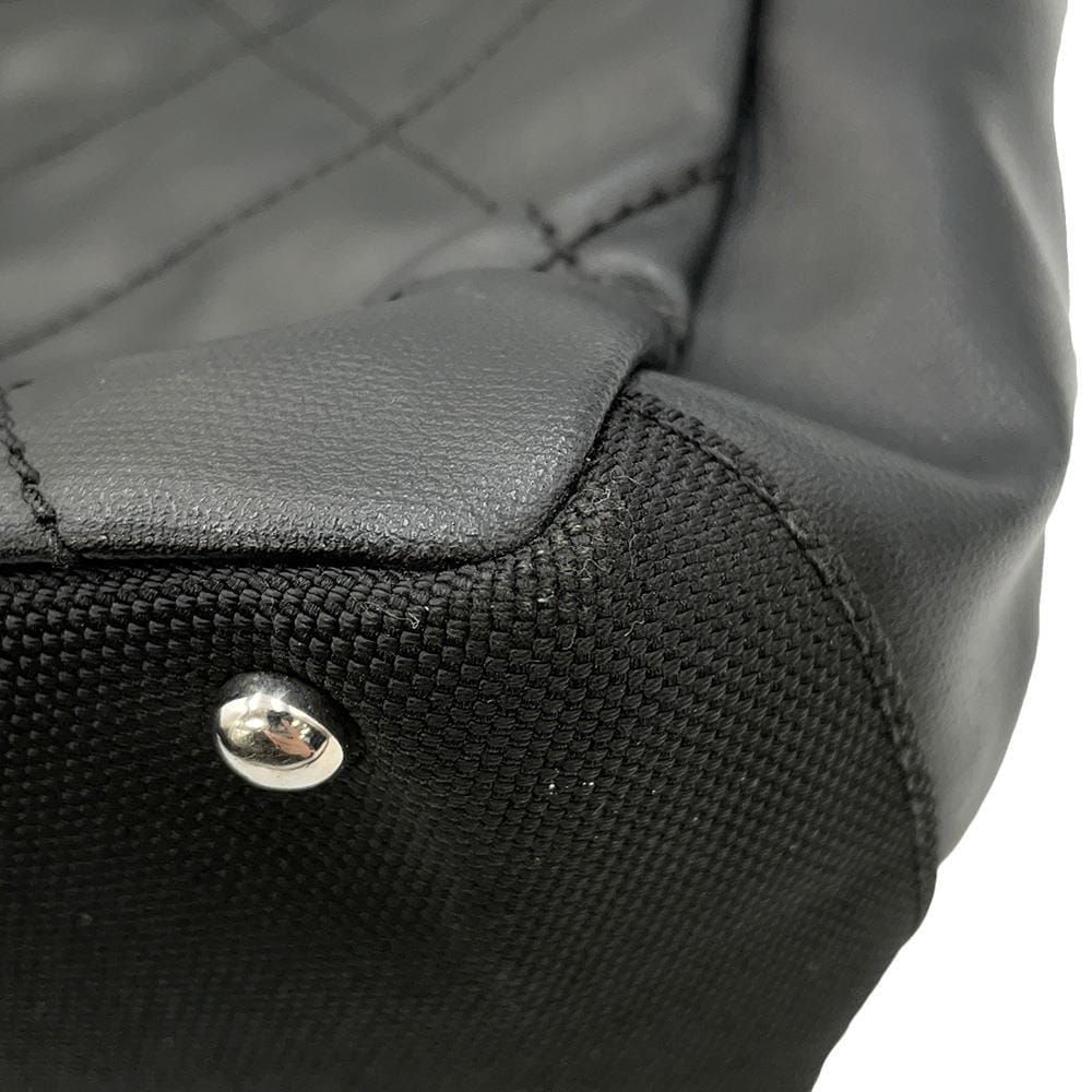 CHANEL Paris-Biarritz Tote Black A34208 PVC Coated Canvas Leather Size PM