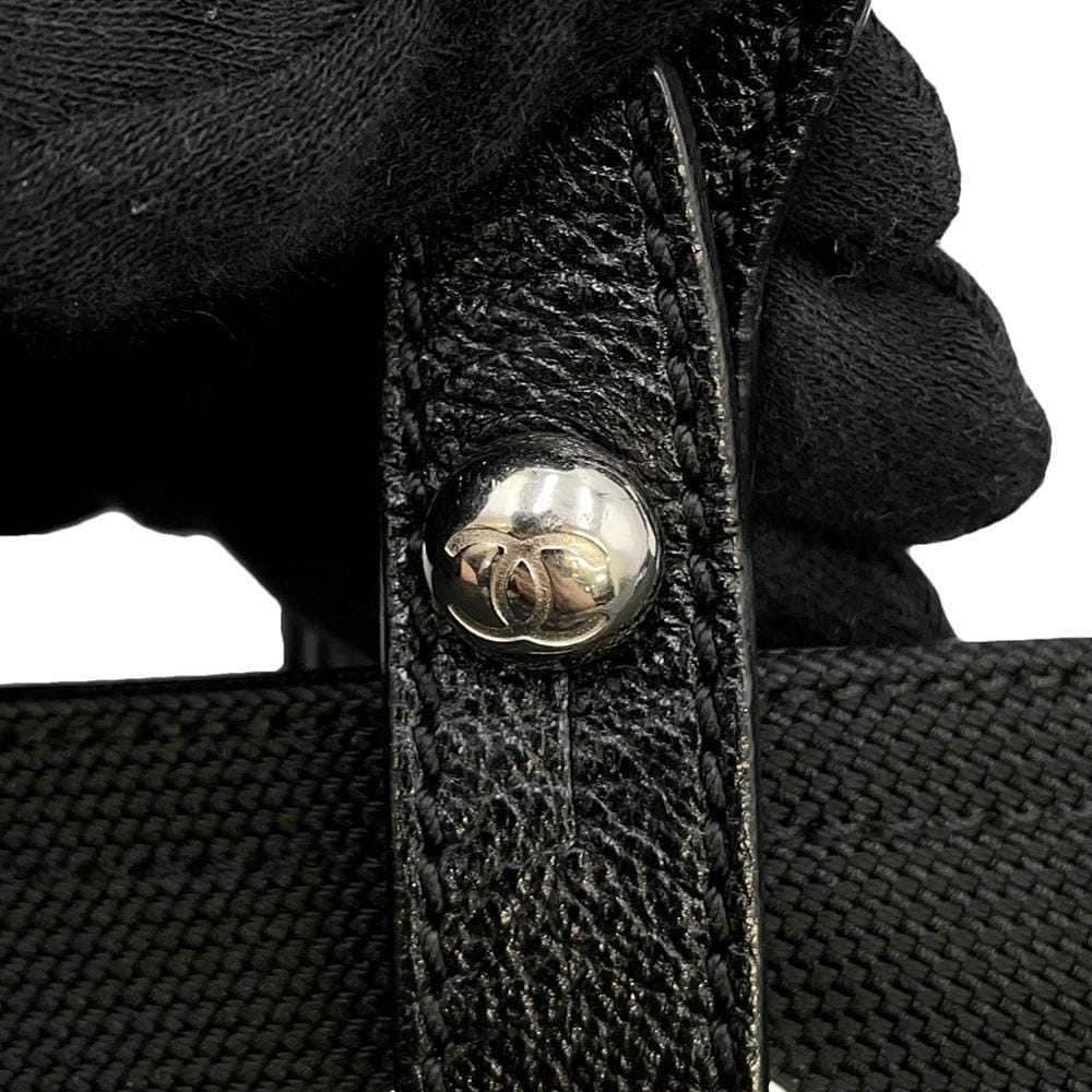 CHANEL Paris-Biarritz Tote Black A34208 PVC Coated Canvas Leather Size PM