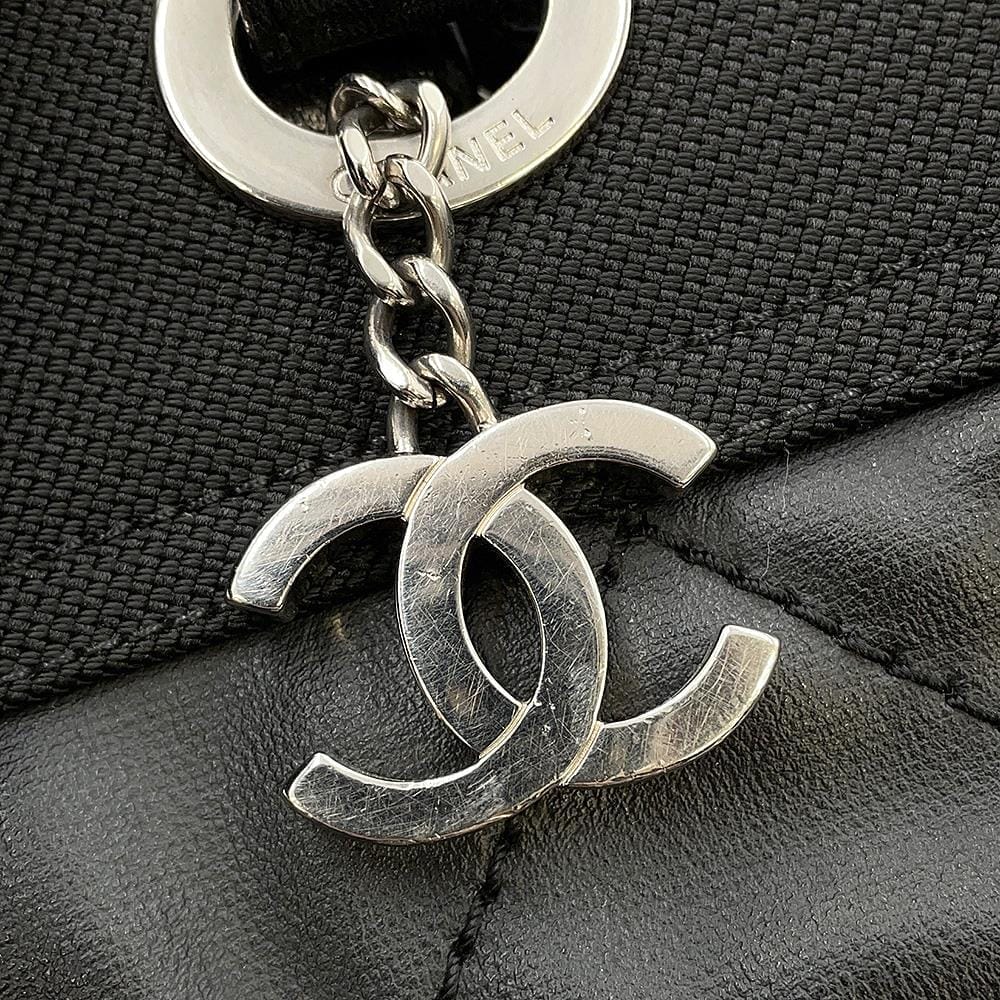 CHANEL Paris-Biarritz Tote Black A34208 PVC Coated Canvas Leather Size PM