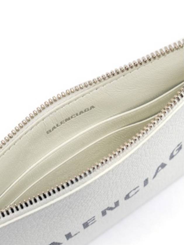Luxury Balenciaga  Cash Logo Strap Double Pouch Strap Card Wallet White