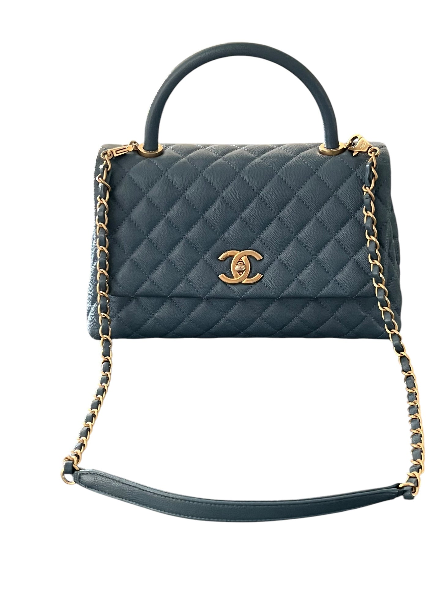Chanel - sac coco handle bleu jean