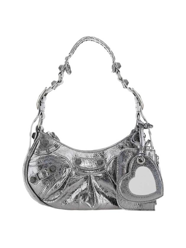 Luxury Balenciaga  Metallic Le Cagol XS Lambskin Shoulder Bag Dark Silver