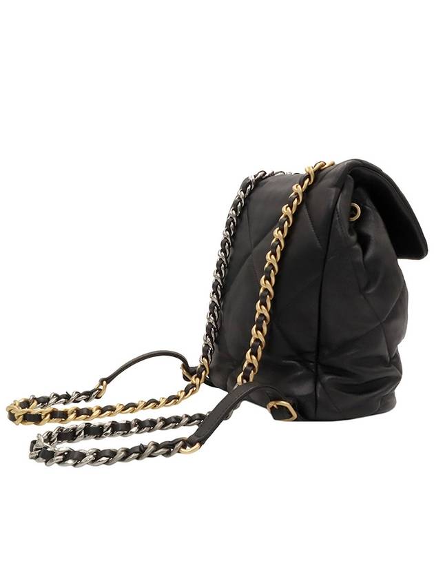 Black lambskin 19 chain backpack Chanel